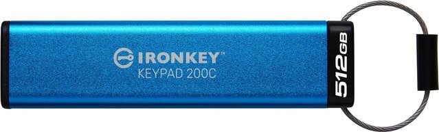 Kingston IronKey Keypad 200C USB-Flash-Laufwerk mit Tastatur, 512 GB, Blau, USB-C und USB-A - Bild 1
