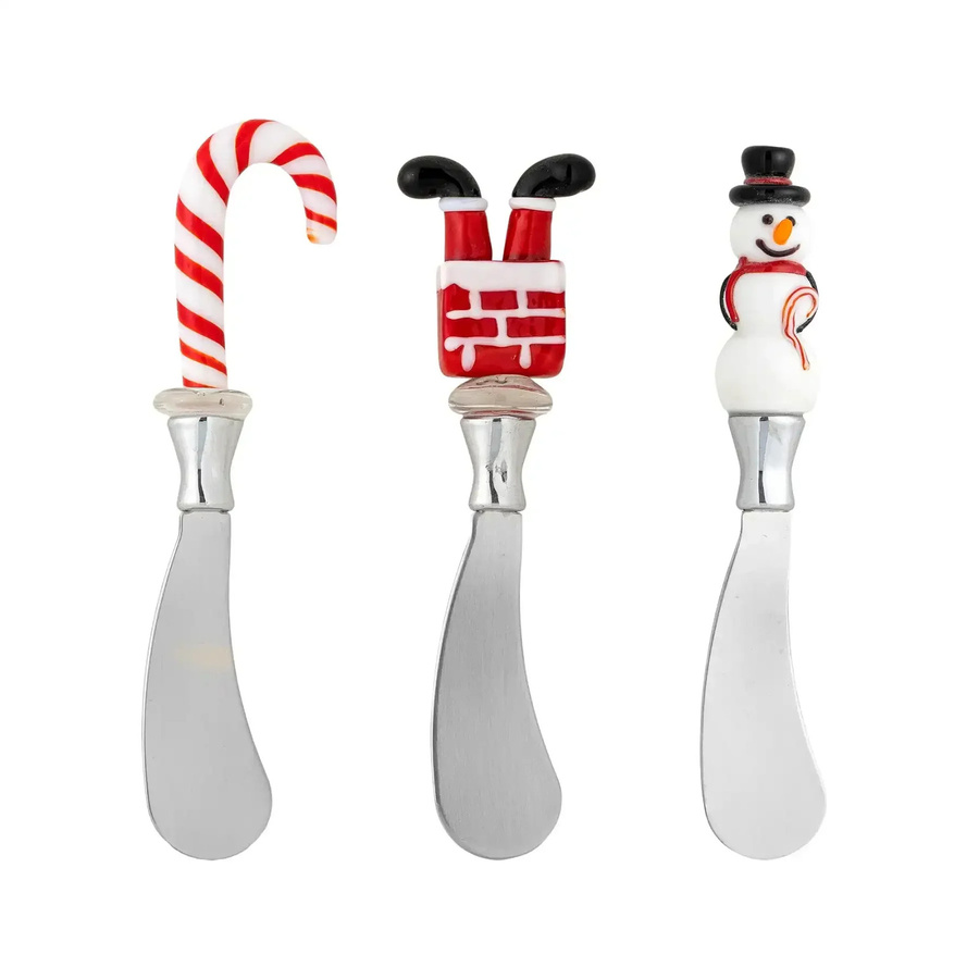 Bloomingville Buttermesser Misa aus Glas und Metall in Rot und Weiß, 3er Set - Bild 1