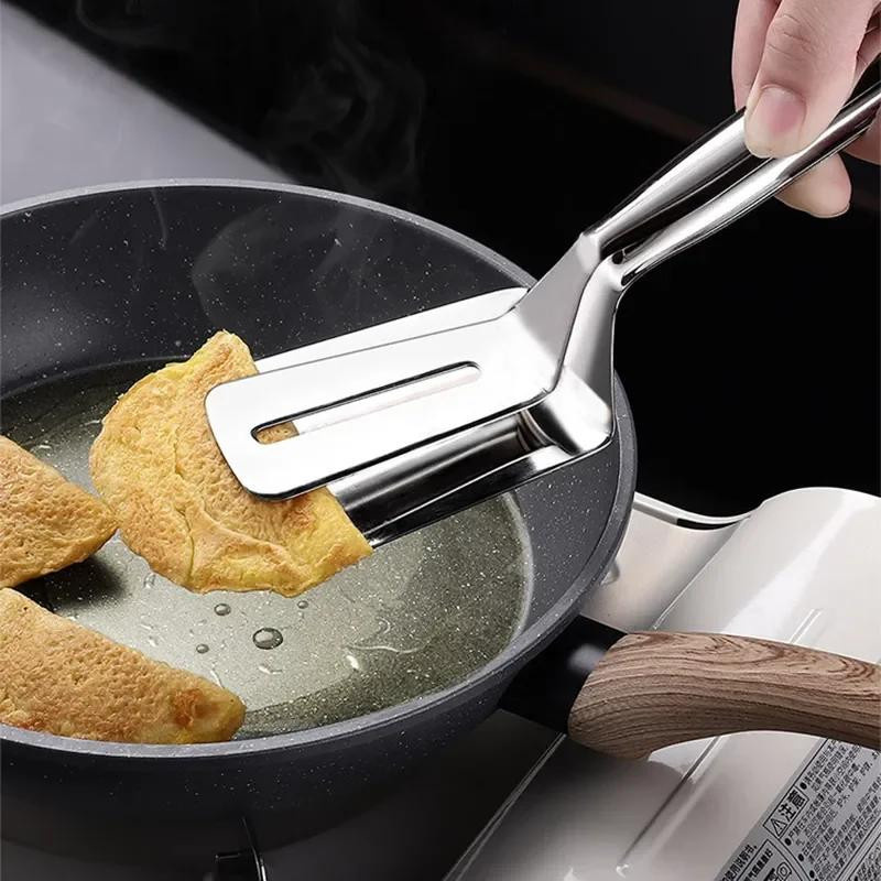 Multifunktionale Grillzange aus Edelstahl in Silber für BBQ und Steak zum Wenden und Kochen - Bild 2