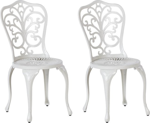Beliani Gartenstuhl aus pulverbeschichtetem Aluminium in Weiss, B/T/H: 50 x 50 x 88 cm - Bild 1
