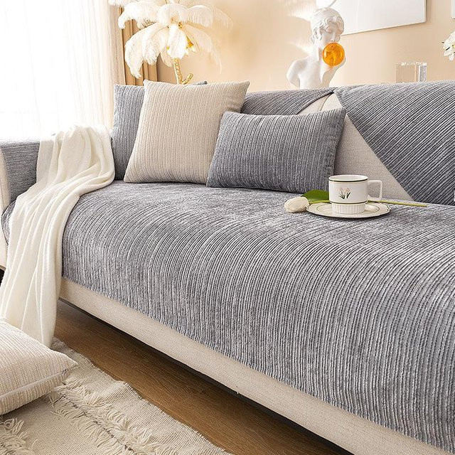 Super Six Chenille Sofa Kissen Anti Rutsch Atmungsaktiv Staubgeschützt Grau B/B: 70 x 70 cm - Bild 1