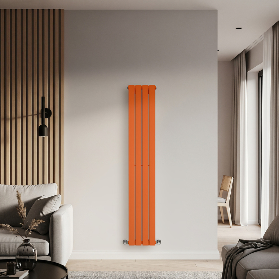 Einlagiger Design-Heizkörper Vertikal von Delta in Sunset Orange, Höhe: 160 cm, Breite: 28 cm - Bild 1