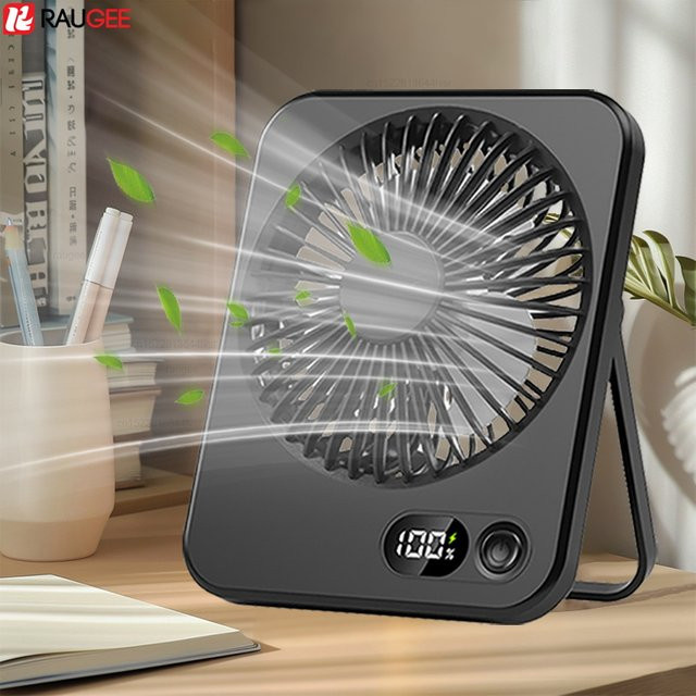 Tragbarer Schreibtischventilator von ragee, wiederaufladbarer USB-Tischventilator und faltbarer Hängeventilator in Schwarz oder Weiß - Bild 1