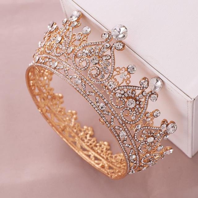Wucifang Jewelry Diadem, Kronen Barock, Kristall, Herz, Goldfarbe - Bild 1