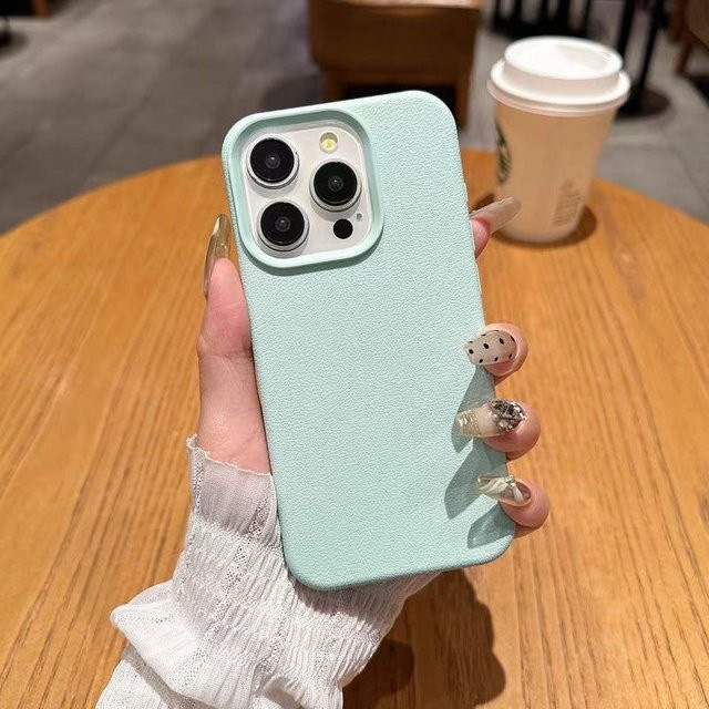Silikon Handyhülle mit Lederstruktur für Apple iPhone 16 Pro Max, 15, 14 Plus, 13, 12, 11 und XS in Grün - Bild 1