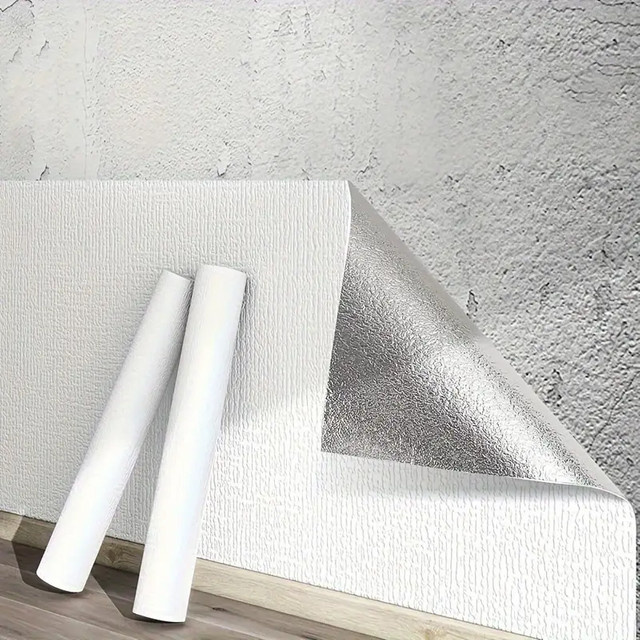 Selbstklebender 3D-Schaum Wandaufkleber in Leinen-Optik aus PVC, wasserdichte Tapete zur Wandrenovierung, Breite: 50 cm - Bild 1
