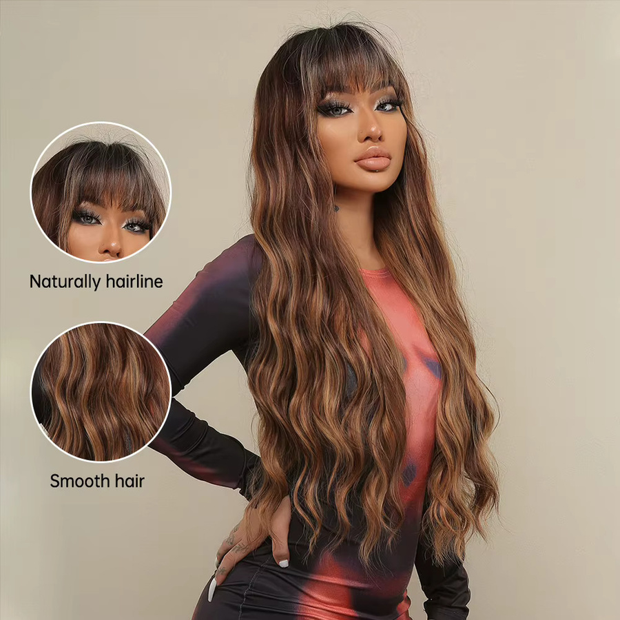 ALAN EATON Perücke mit Pony, Ombre Brown Highlights, Damen - Bild 2