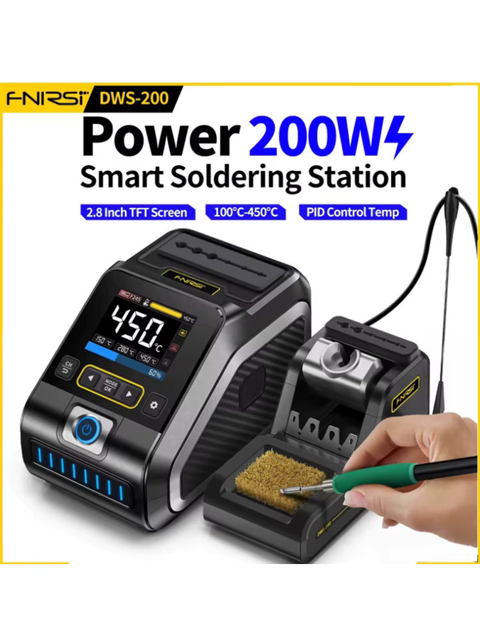 FNIRSI DWS-200 200W Lötstation für elektronische Reparaturen mit C210 und C245 Heizelementen in Schwarz - Bild 7
