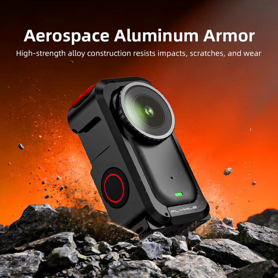 Flymile Metall-Schutzkäfig für DJI Osmo Nano mit Cold-Shoe-Objektivabdeckung und Erweiterungshalterungen, Schwarz - Bild 3