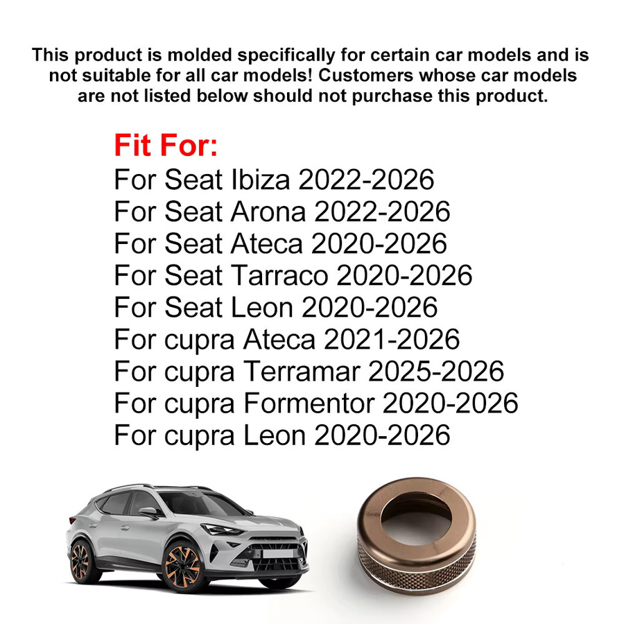 KUNGKIC Auto Rückspiegel Fenster Knopf aus Aluminiumlegierung in Gold für Seat Leon, Ateca, Tarraco, Cupra Formentor, Leon, Ibiza, Arona, Ateca und Terramar - Bild 2