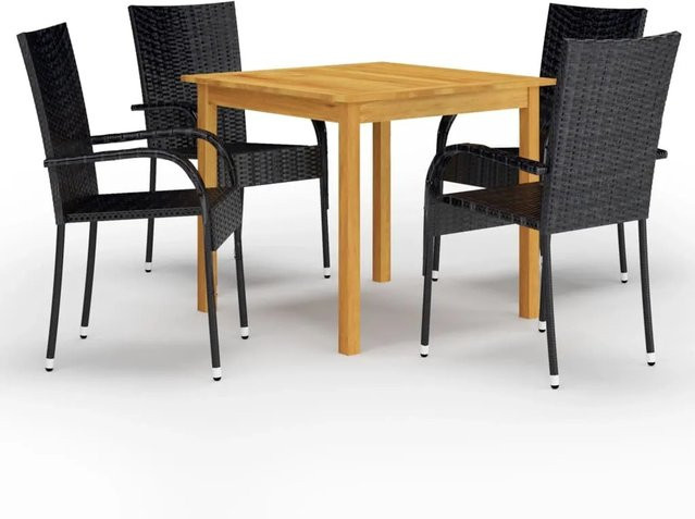 vidaXL 5-tlg Garten-Essgruppe Modell 9 aus Akazien-Massivholz in Schwarz - Bild 1
