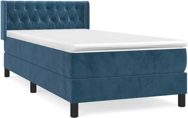 vidaXL Boxspringbett mit Matratze Dunkelblau Samt B/T/H: 90 x 190 cm - Bild 1