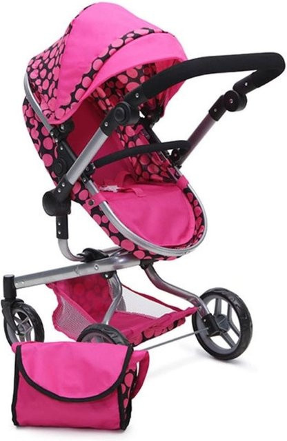 Moni Puppenwagen Bella 9695 mit Puppenkorb, Sonnendach und Schiebegriff verstellbar und Tasche - Bild 1