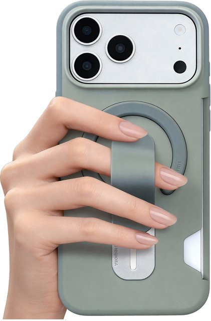 Fudusaidman Magnetische Flüssig-Silikon Hülle für iPhone 17 16 15 14 13 Pro Max mit MagSafe, Trageriemen, Kartenfach und Stoßschutz in Grün - Bild 1
