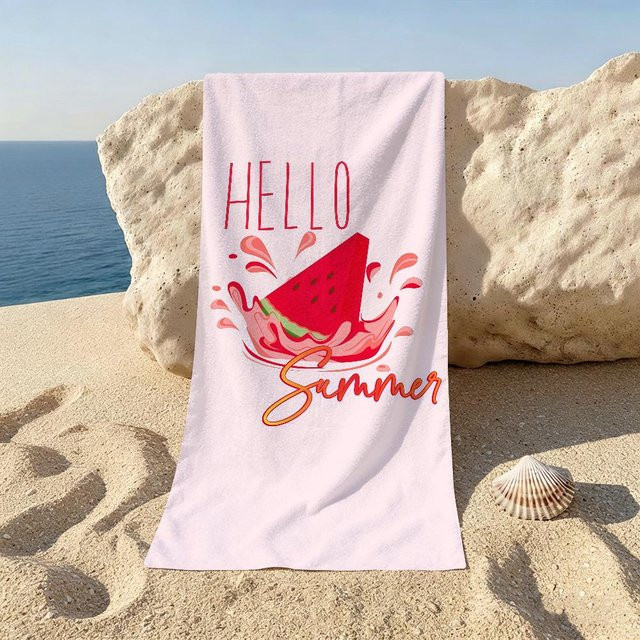 JMG Household Supplies Strandtuch Hallo Sommer Wassermelone Design, Farbe: Rot, B/H: 40 x 70 cm - Bild 1