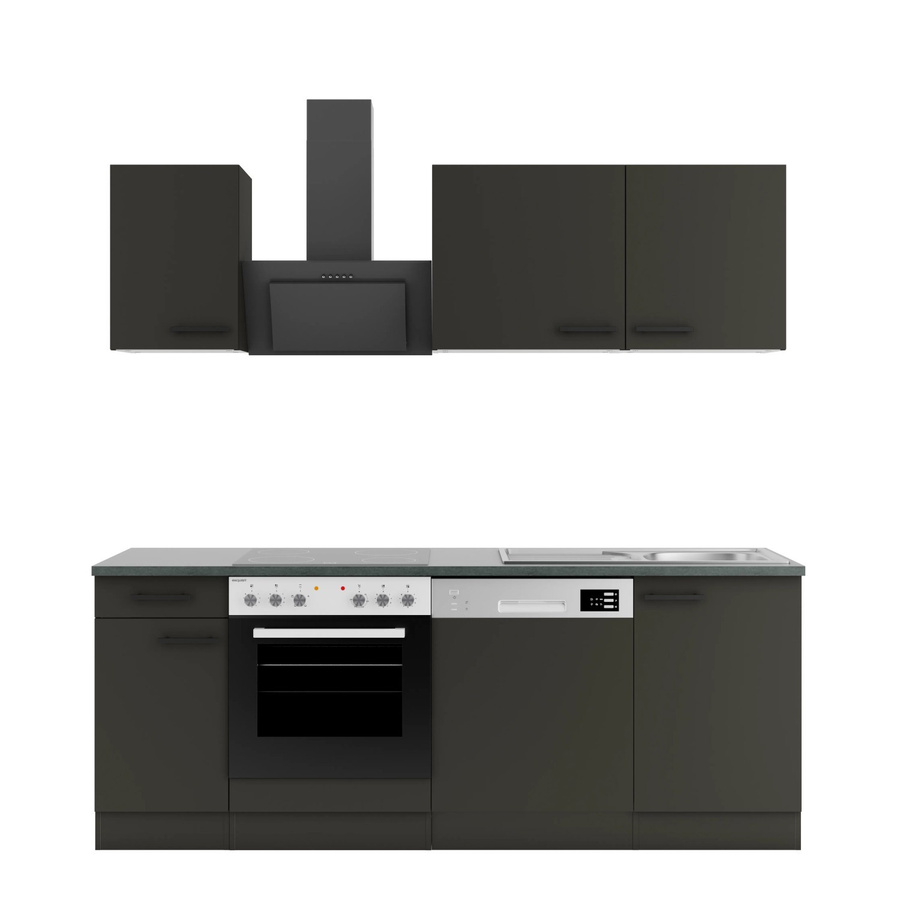 OPTIFIT Madrid420 Küchenzeile in Anthrazit mit modernem Design, Breite: 210 cm, Tiefe: 57 cm, Höhe: 81,5 cm - Bild 2