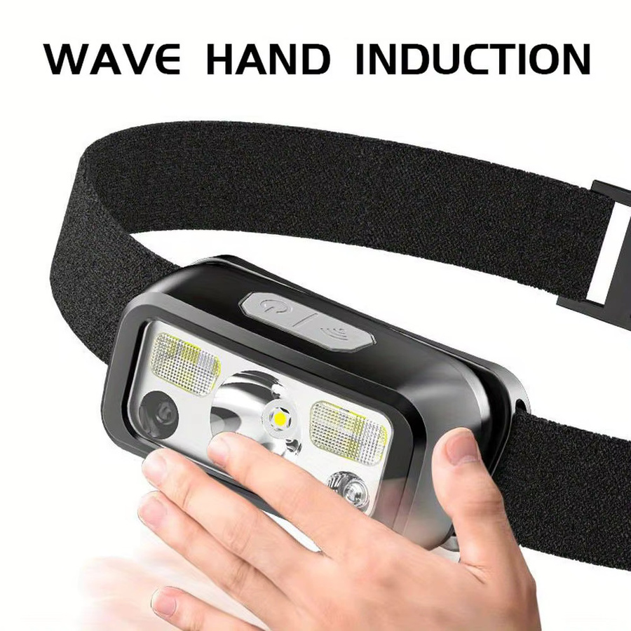 KDULIT COB-LED-Sensor-Stirnlampe in Schwarz mit USB-Wiederaufladung und Bewegungssensor - Bild 2