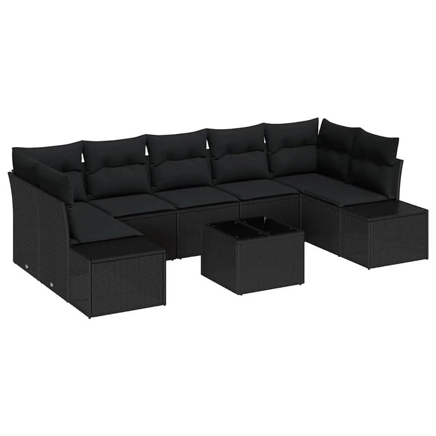 vidaXL Garten-Sofa-Set 8-teilig aus Polyrattan in Schwarz - Bild 2