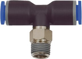 Riegler T-Steckverschraubung Blaue Serie, drehbar, R 3/8, Durchmesser: 12 mm, Blau - Bild 1