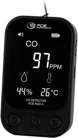 PCE Instruments Kohlenmonoxid-Messgerät mit Temperaturmessfunktion, Schwarz, 0 - 999 ppm - Bild 1