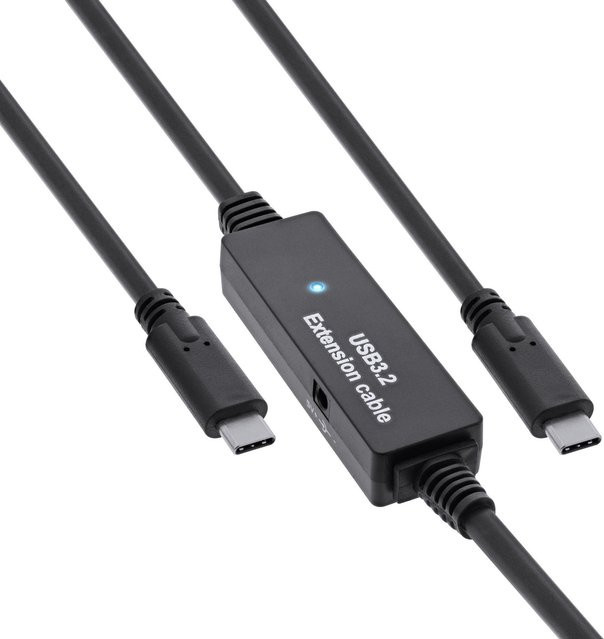 InLine USB 3.2 Gen.1 Aktiv-Kabel USB-C auf USB-C, schwarz, Länge: 15 m - Bild 1