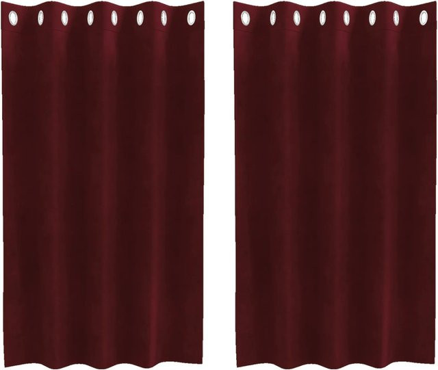 vidaXL Vorhänge aus Samt in Weinrot, 2 Stück, Verdunkelungsvorhänge, Breite: 140 cm, Höhe: 140 cm - Bild 1