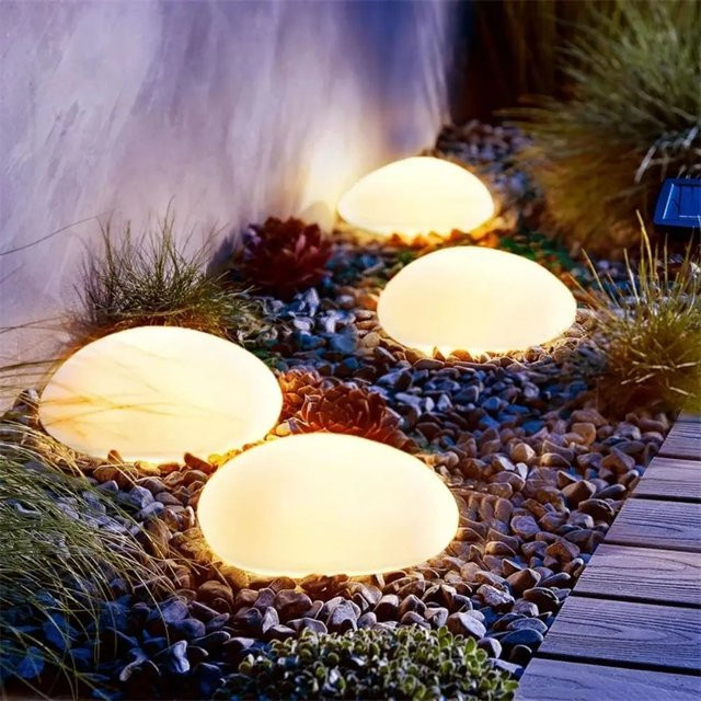 KDULIT Solar Bodenleuchte aus Milchglas in Weiß für Garten und Rasen als dekorative Außenlaterne - Bild 1