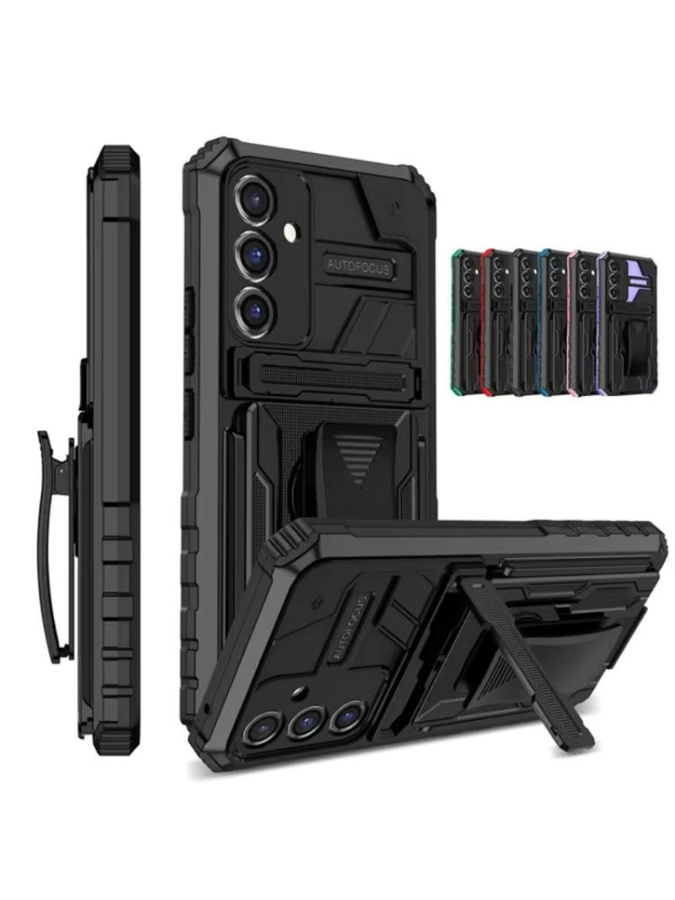 Schutzhülle mit Gürtelclip und Ständer für Samsung Galaxy A15 5G A25 A35 A55 A05 A05S A14 A24 A34 A54 A13 A33 in Schwarz und Lila - Bild 7