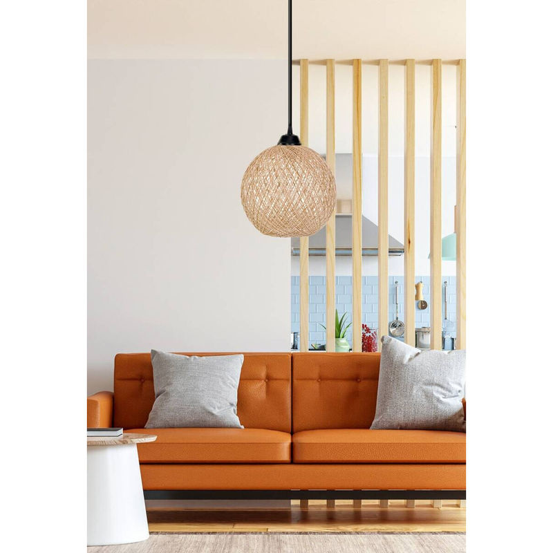 Opviq Pendelleuchte Bohemian in Weiß und Braun mit Jute und metallischen Akzenten, E27, Höhe: 55 cm, Breite: 22 cm, Tiefe: 24 cm - Bild 3