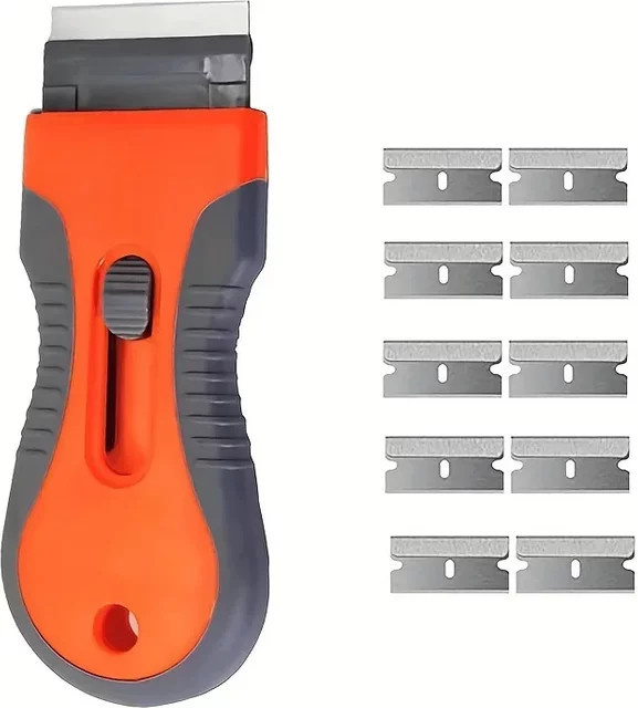 Teleskop-Einstellmesser in Orange zum Entfernen von Kleber, Etiketten und Aufklebern - Bild 1