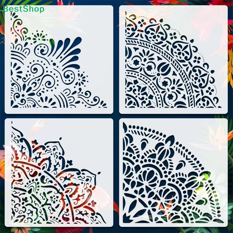 Wiederverwendbare Malschablone mit Blumenmuster in Weiß aus Kunststoff für Aquarell, DIY-Bastelprojekte und Heimdekoration - Bild 2