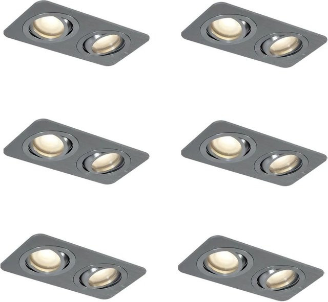 QAZQA 6er-Set Runde Einbaustrahler Alberto in Gunmetal, Verstellbar, GU10, IP44, Durchmesser: 50 mm - Bild 1
