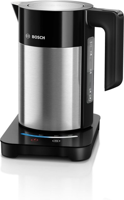 Bosch Wasserkocher TWK7203 aus Edelstahl in Schwarz und Silber mit Touch-Display und Keep-Warm-Funktion - Bild 1