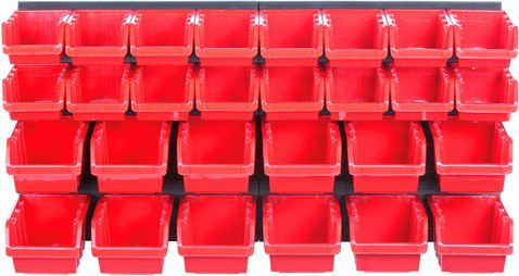 PROSPERPLAST Werkzeugwand Orderline in Schwarz und Rot mit 29 Boxen, B/H/T: 16,5 x 40,0 x 40,0 cm - Bild 1