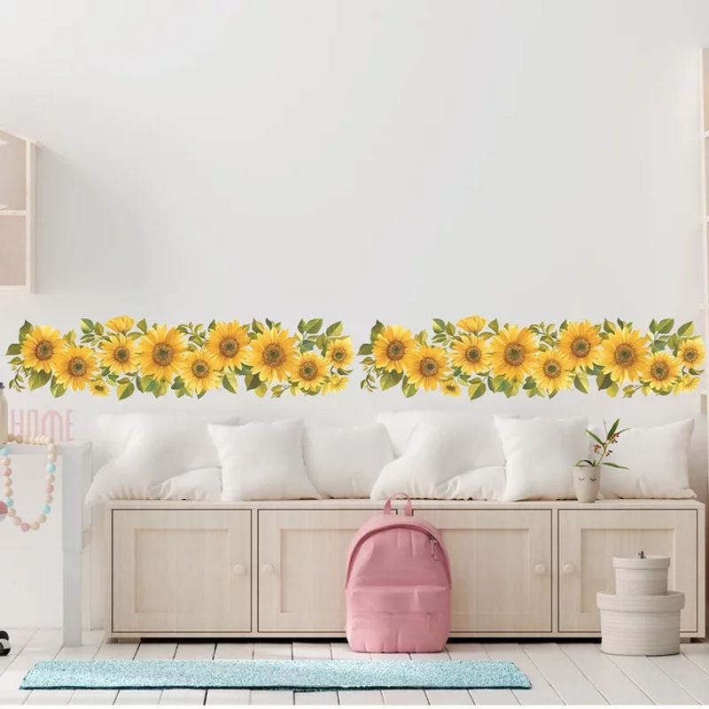 BRUP Wandtattoo Sonnenblumen im Aquarell-Stil für Kinderzimmer und Wohnzimmer, Floral, Gelb/Mehrfarbig - Bild 1