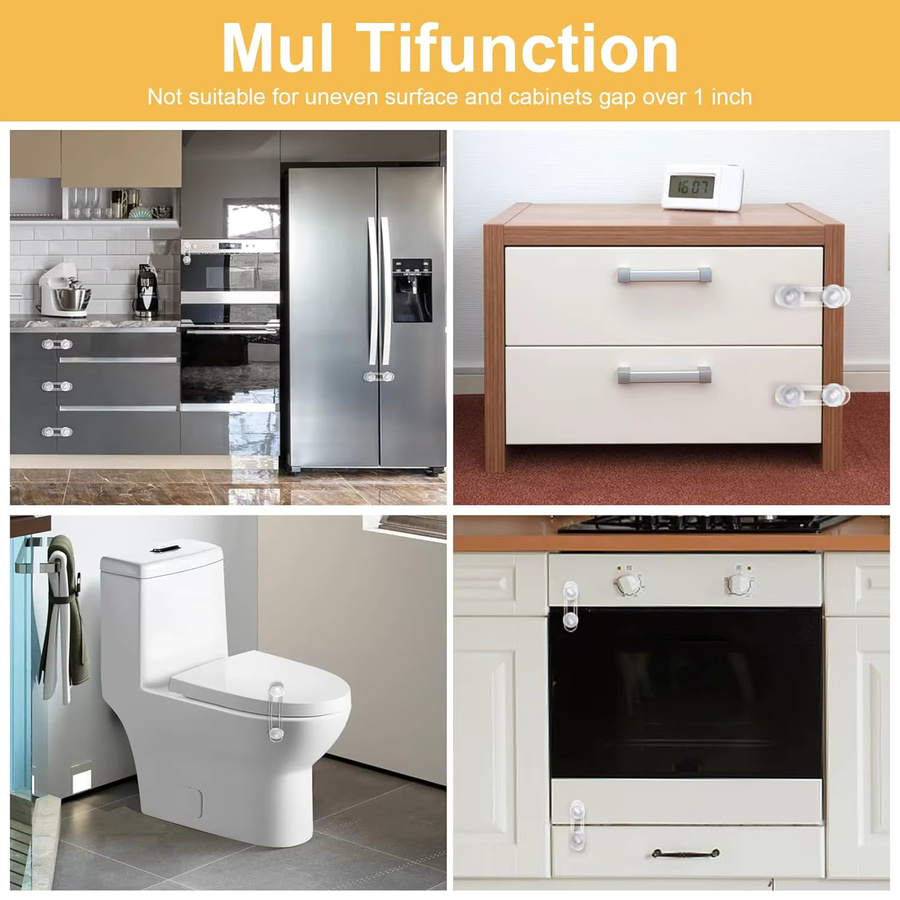 DHDH Multifunktionale Kindersicherung im Multipack, transparent, geeignet für Schränke, Schubladen, Kleiderschränke, Öfen und Kühlschränke - Bild 3