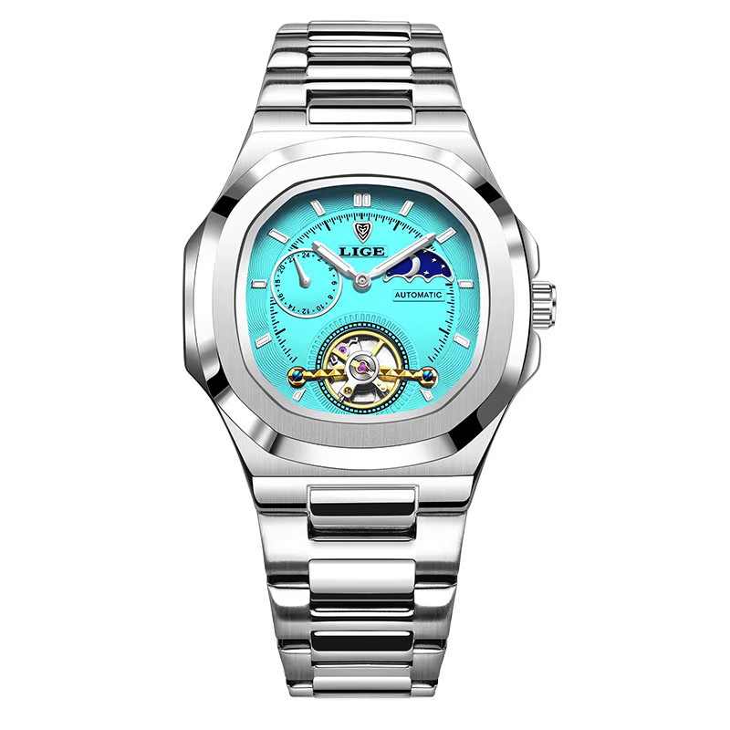 LIGE Armbanduhr Automatik, Edelstahl, Blau, Herren - Bild 7