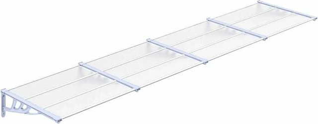 vidaXL Türvordach aus Polycarbonat in Grau und Transparent, B: 396 cm, H: 90 cm - Bild 1
