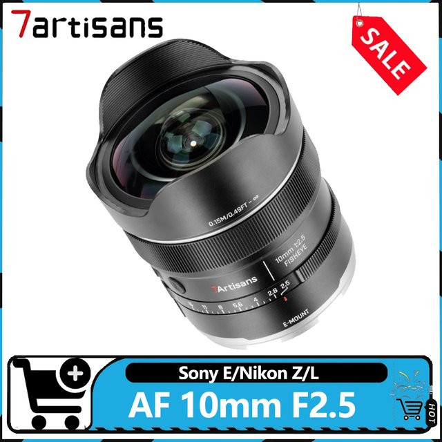 7Artisans AF 10mm F2.5 Vollformat Autofokus Fisheye-Kameraobjektiv für Sony E, Nikon Z und Leica L in Schwarz - Bild 1