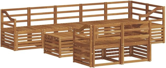 vidaXL Sofagarnitur 9-teilig aus Massivholz Akazie in Braun mit Tisch und L-Form - Bild 1