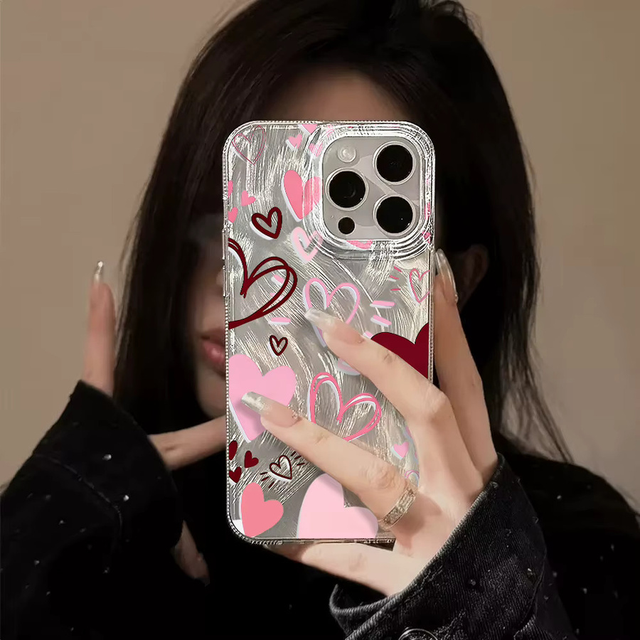 Stoßfeste iPhone Hülle in Rosa mit minimalistischem Herz-Design für iPhone 8 bis iPhone 17 Pro Max - Bild 2