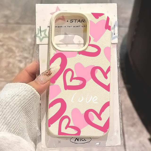 Stoßfeste iPhone Schutzhülle mit romantischem Herz-Design in Pink für verschiedene iPhone Modelle - Bild 1