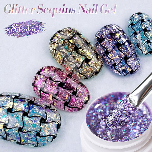 LILYCUTE Glitzer-Pailletten-Gel-Nagellack, 7 ml, bunt, glänzend - Bild 1
