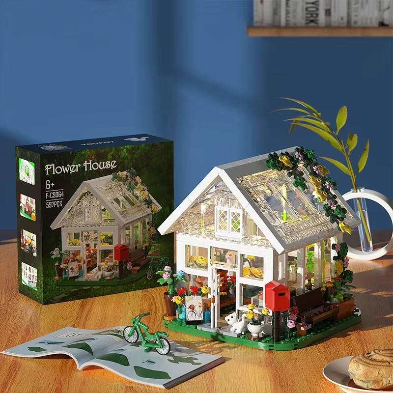 BuildMoc Blumenhaus-Bauset, Gartenhaus-Bauspielzeug, mit LED-Licht, 597-teilig, ab 6 Jahren - Bild 2