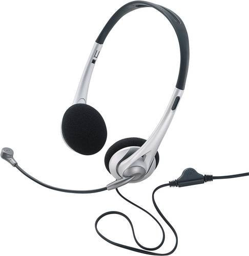 Renkforce On-Ear Headset kabelgebunden Stereo in Schwarz und Silber mit 3,5 mm Klinkenanschluss und Lautstärkeregelung - Bild 1
