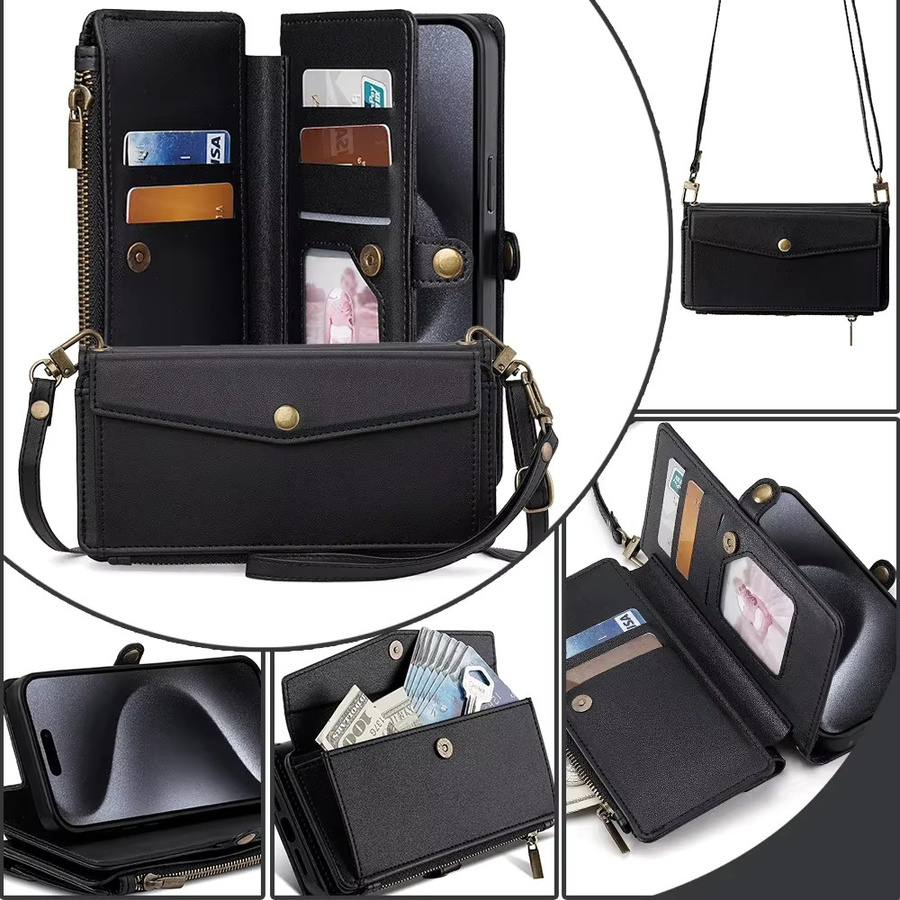 Xiaomi Poco X2 X3 X4 X5 X6 X7 X8 GT NFC Neo Pro Flip Cover Handyhülle aus PU-Leder mit Reißverschluss und Brieftaschen-Funktion in Rot oder Schwarz - Bild 2