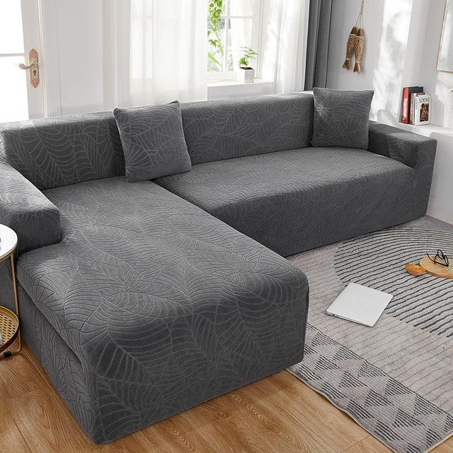 Wasserdichter Jacquard Sofabezug von Yiran bag in Grau für Ecksofas und Sessel, rutschfest und maschinenwaschbar - Bild 1