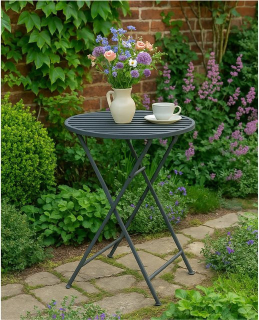 HTI-Line Gartentisch Valentine Garden rund aus Metall im nostalgischen Design, Durchmesser: 60 cm, Höhe: 73 cm - Bild 1