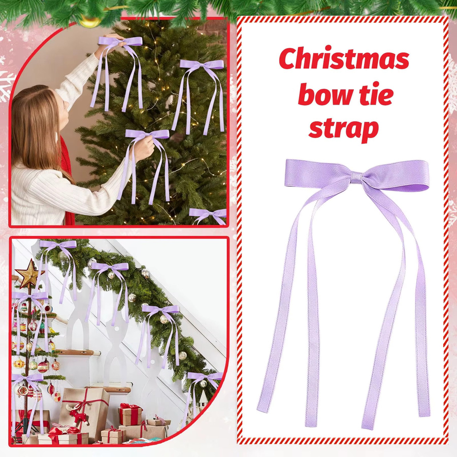 24 Stück lila Weihnachtsbaum Schleifen aus Textil für Geschenke und Party-Dekoration im Vintage-Stil - Bild 3