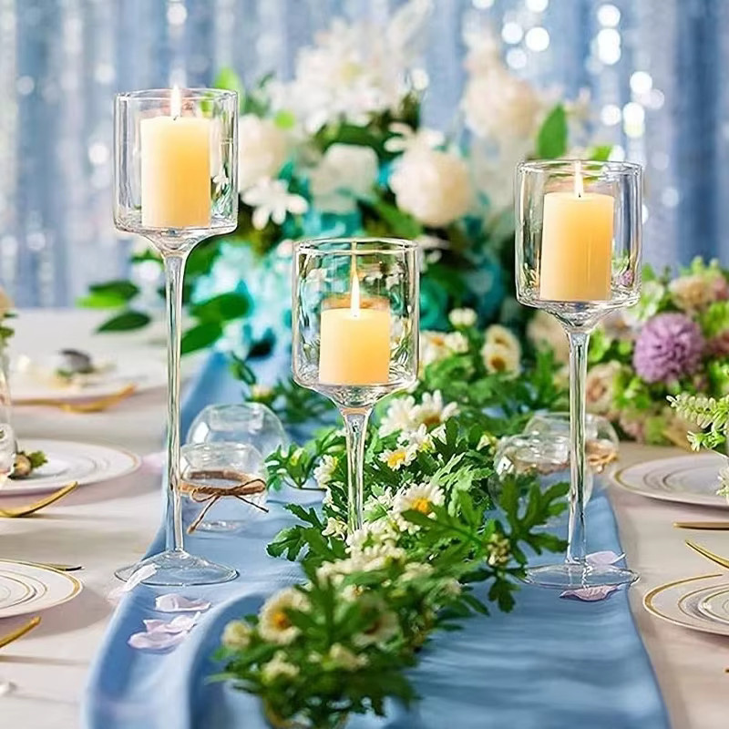 Moderner runder Glas Kerzenhalter für Tealights in Transparent für Party und Hochzeit - Bild 2